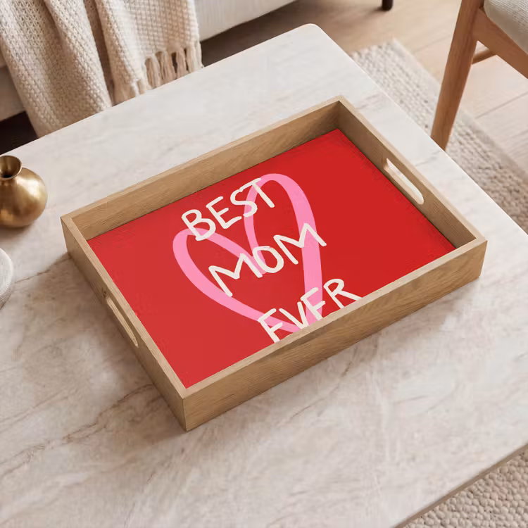 Moeder - Quote - Hartje - Rood Dienblad Rechthoek middel -sfeer1