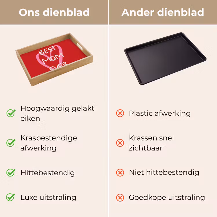 Moeder - Quote - Hartje - Rood Dienblad Rechthoek middel -USP_VergelijkingNL