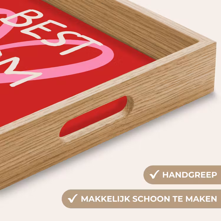 Moeder - Quote - Hartje - Rood Dienblad Rechthoek middel -USP_HandgreepNL