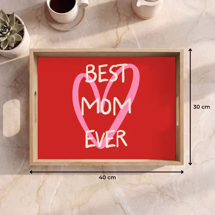 Moeder - Quote - Hartje - Rood Dienblad Rechthoek middel -USP_Formaat