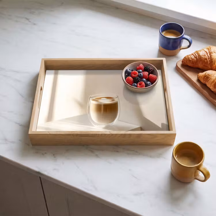 Mok - Latte - Minimalistisch - Schaduw Dienblad Rechthoek middel -sfeer2