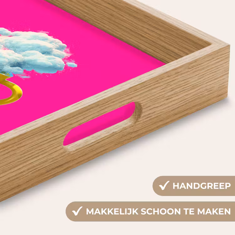 Mok - Wolken - Roze - Minimalitisch Dienblad Rechthoek middel -USP_HandgreepNL