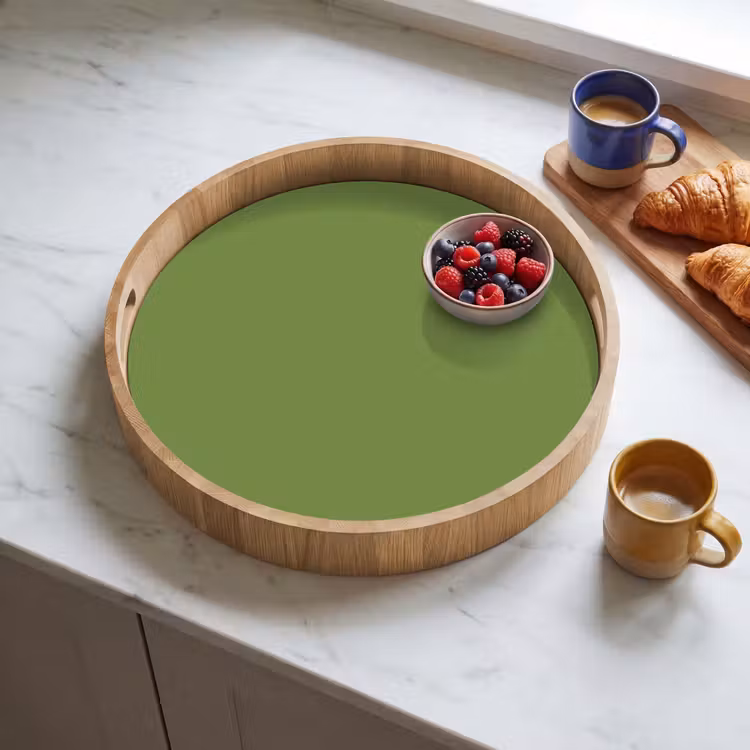 Moss - Green - Groen Dienblad Rond middel 914 -sfeer2