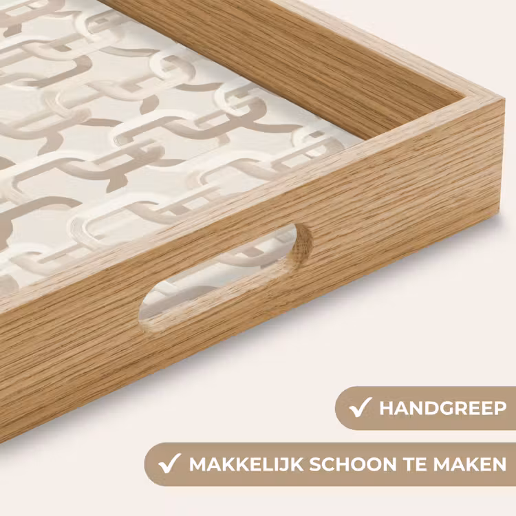 Motief - Abstract - Beige Dienblad Rechthoek middel 911 -USP_HandgreepNL
