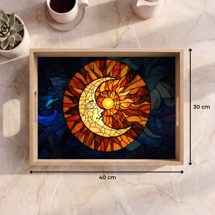 Mozaïek - Glas - Maan - Donkerblauw Dienblad Rechthoek middel -USP_Formaat
