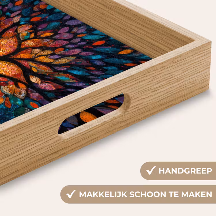 Mozaïek - Kleurrijk - Boom - Takken Dienblad Rechthoek middel -USP_HandgreepNL