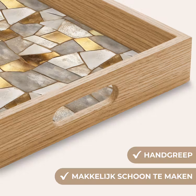 Mozaïek - Marmer - Goud Dienblad Rechthoek middel 911 -USP_HandgreepNL
