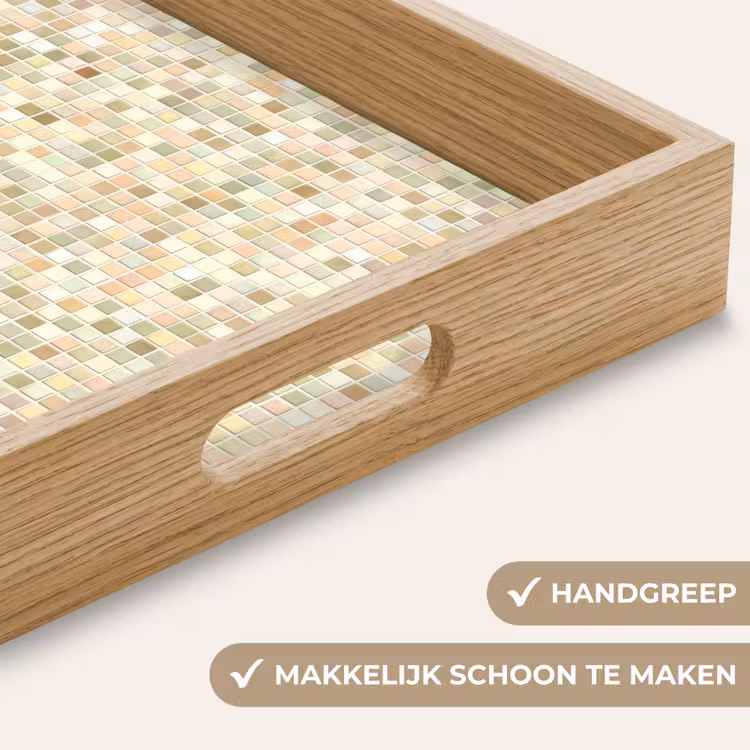 Mozaïek - Patroon - Beige Dienblad Rechthoek middel 911 -USP_HandgreepNL