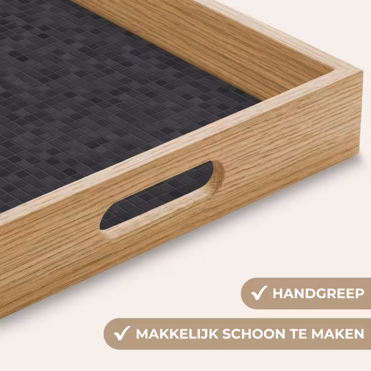Mozaïek - Patroon - Zwart Dienblad Rechthoek middel 911 -USP_HandgreepNL
