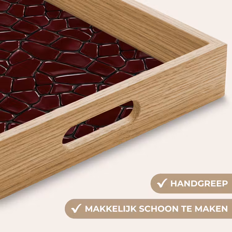 Mozaïek - Tegel - Bordeauxrood Dienblad Rechthoek middel 911 -USP_HandgreepNL