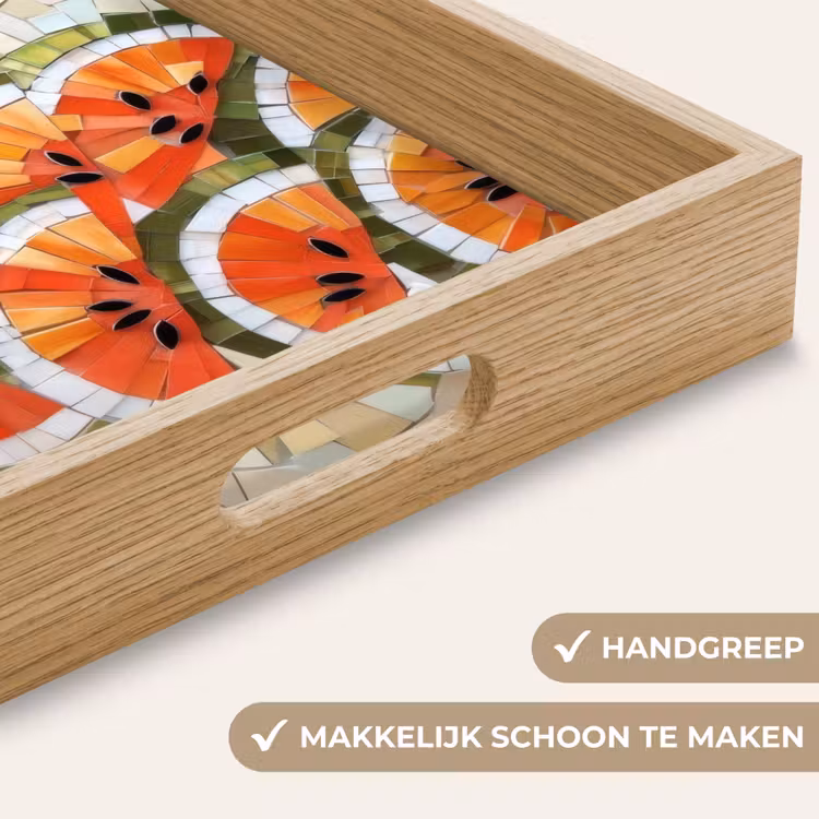 Mozaïek - Watermeloen - Rood - Pitten Dienblad Rechthoek middel -USP_HandgreepNL