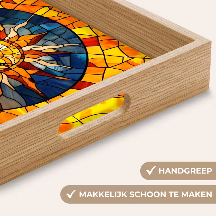 Mozaïek - Zon - Geel - Cirkel Dienblad Rechthoek middel -USP_HandgreepNL
