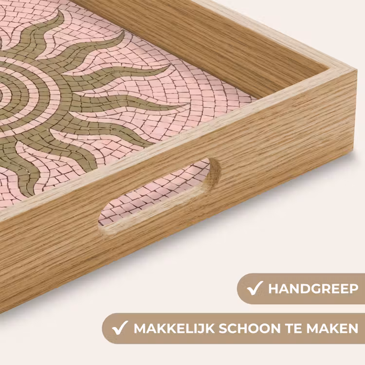 Mozaïek - Zon - Patroon - Klassiek - Roze Dienblad Rechthoek middel -USP_HandgreepNL