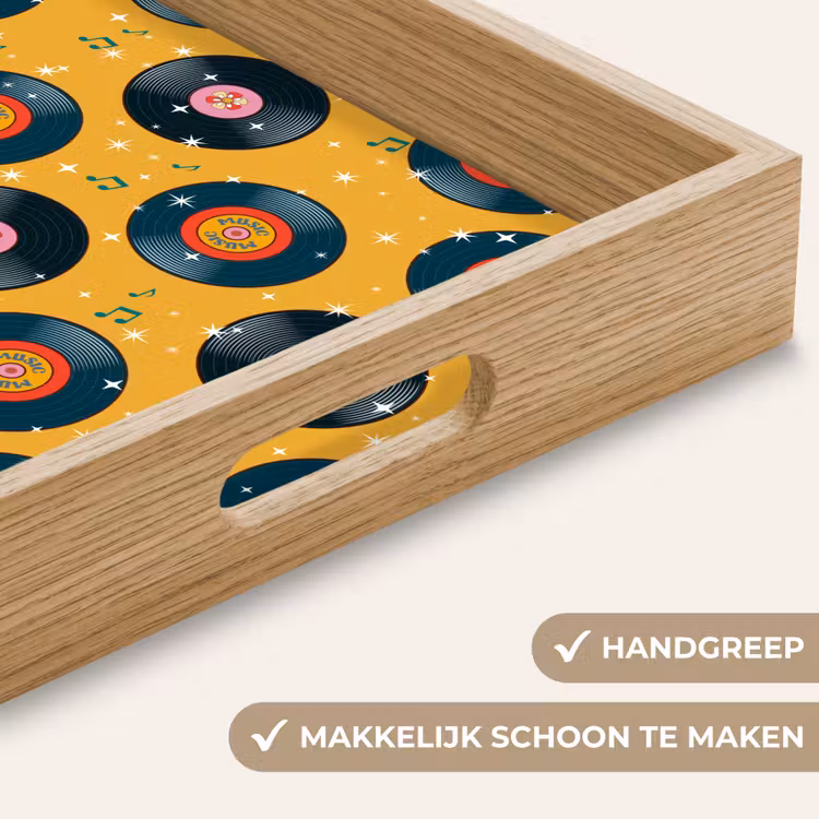 Muziek - Patroon - Geel Dienblad Rechthoek middel 911 -USP_HandgreepNL