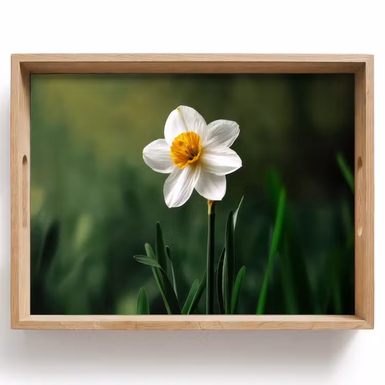 Narcis - Bloem - Wit - Grassprieten Dienblad Rechthoek middel -z3d_shopping