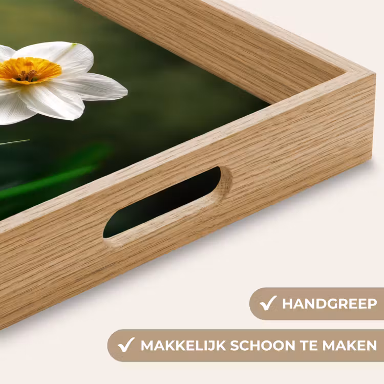 Narcis - Bloem - Wit - Grassprieten Dienblad Rechthoek middel -USP_HandgreepNL