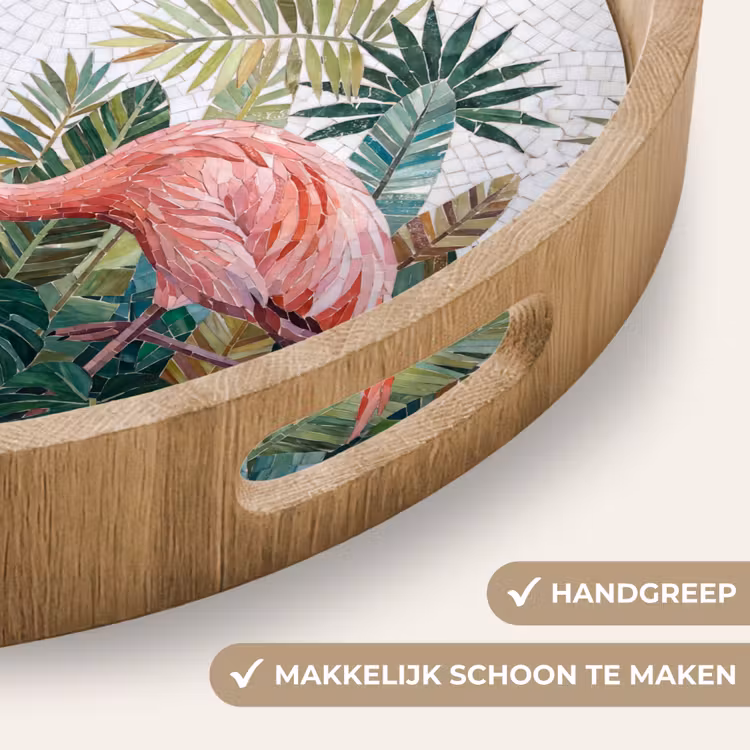 Natuur - Bladeren - Abstract - Groen - Vogel Dienblad Rond middel -USP_HandgreepNL