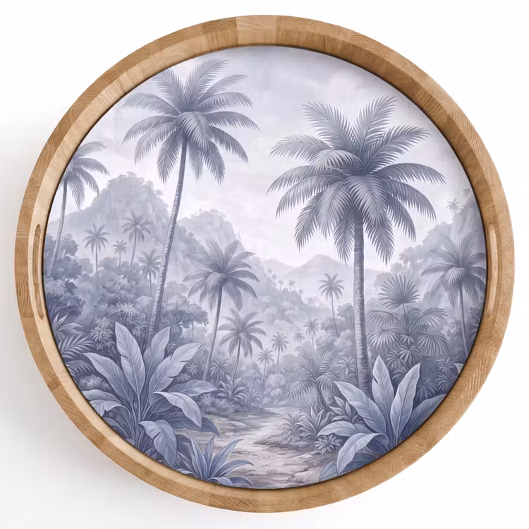 Natuur - Boom - Tropisch - Landschap - Blauw Dienblad Rond middel -z3d_shopping
