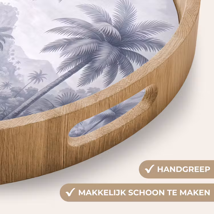 Natuur - Boom - Tropisch - Landschap - Blauw Dienblad Rond middel -USP_HandgreepNL