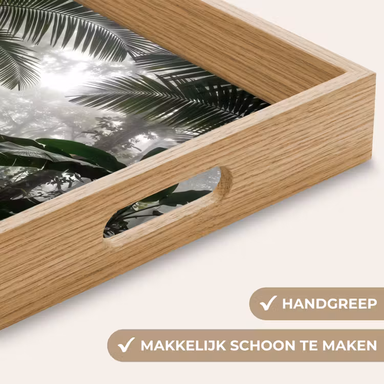 Natuur - Jungle - Mist - Groen - Bladeren Dienblad Rechthoek middel -USP_HandgreepNL