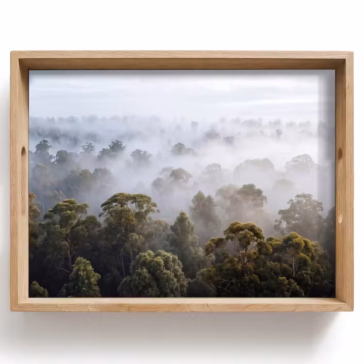 Natuur - Mist - Bos - Ochtend - Goud Dienblad Rechthoek middel -z3d_shopping