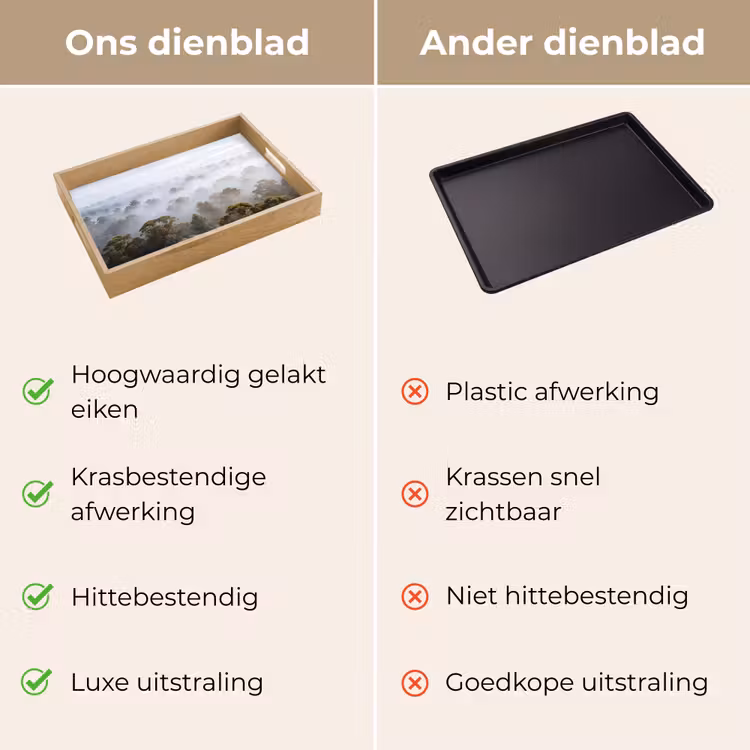 Natuur - Mist - Bos - Ochtend - Goud Dienblad Rechthoek middel -USP_VergelijkingNL