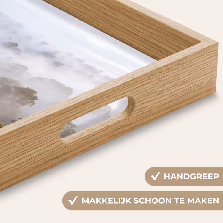 Natuur - Mist - Bos - Ochtend - Goud Dienblad Rechthoek middel -USP_HandgreepNL