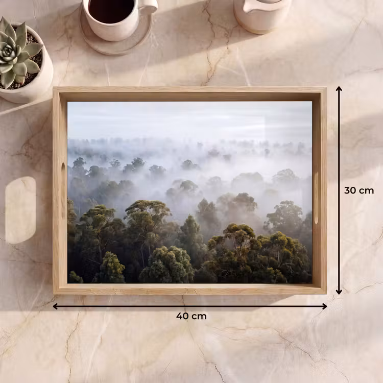 Natuur - Mist - Bos - Ochtend - Goud Dienblad Rechthoek middel -USP_Formaat