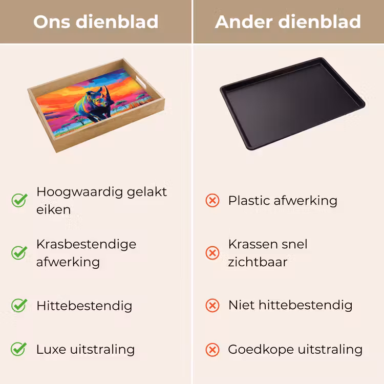Neushoorn - Zonsondergang - Savanna - Kleurrijk Dienblad Rechthoek middel -USP_VergelijkingNL