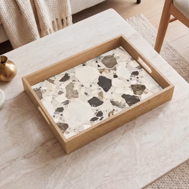 Neutral - Stenen - Decoratie - Terrazzo Dienblad Rechthoek middel -sfeer1