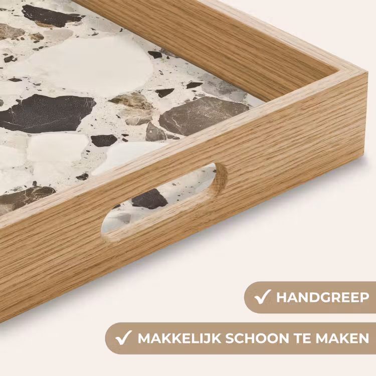 Neutral - Stenen - Decoratie - Terrazzo Dienblad Rechthoek middel -USP_HandgreepNL