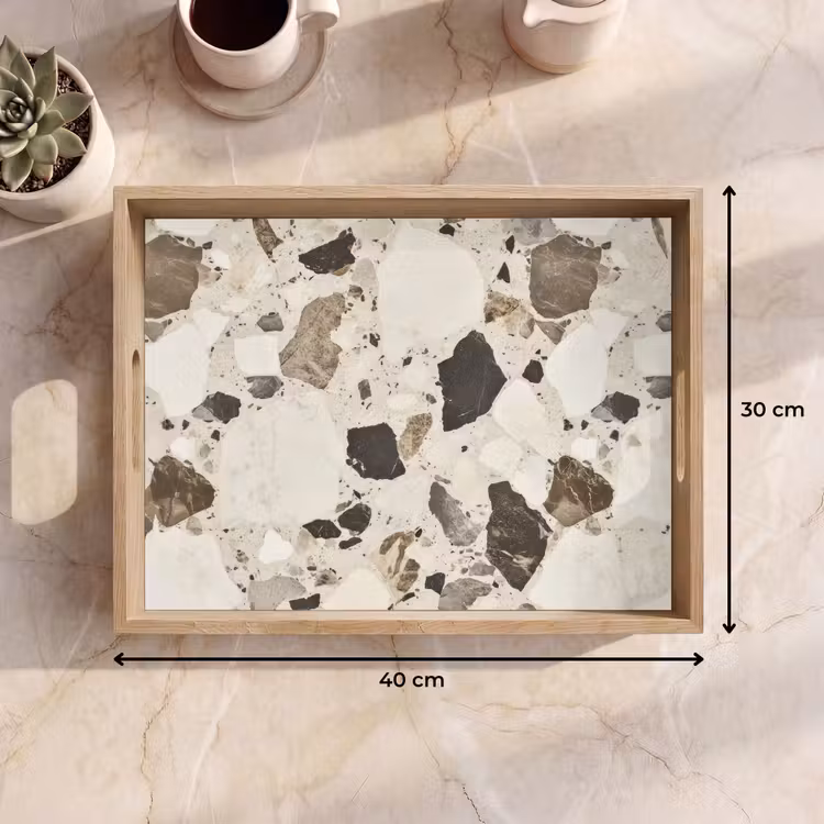 Neutral - Stenen - Decoratie - Terrazzo Dienblad Rechthoek middel -USP_Formaat