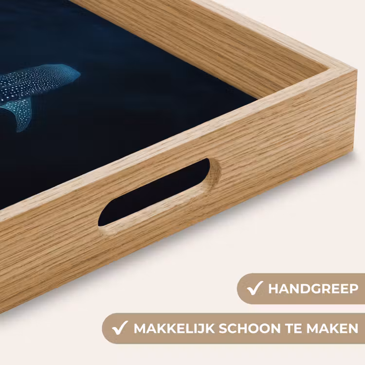 Oceaan - Walvishaai - Donkerblauw - Vlekken Dienblad Rechthoek middel -USP_HandgreepNL