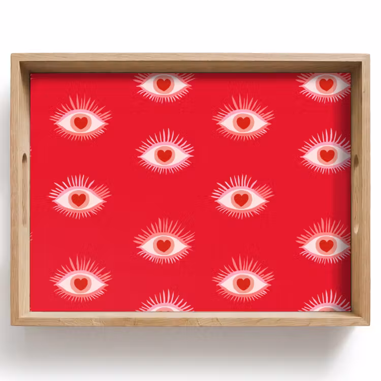 Ogen - Hart - Abstract - Rood - Roze Dienblad Rechthoek middel 911 -z3d_shopping