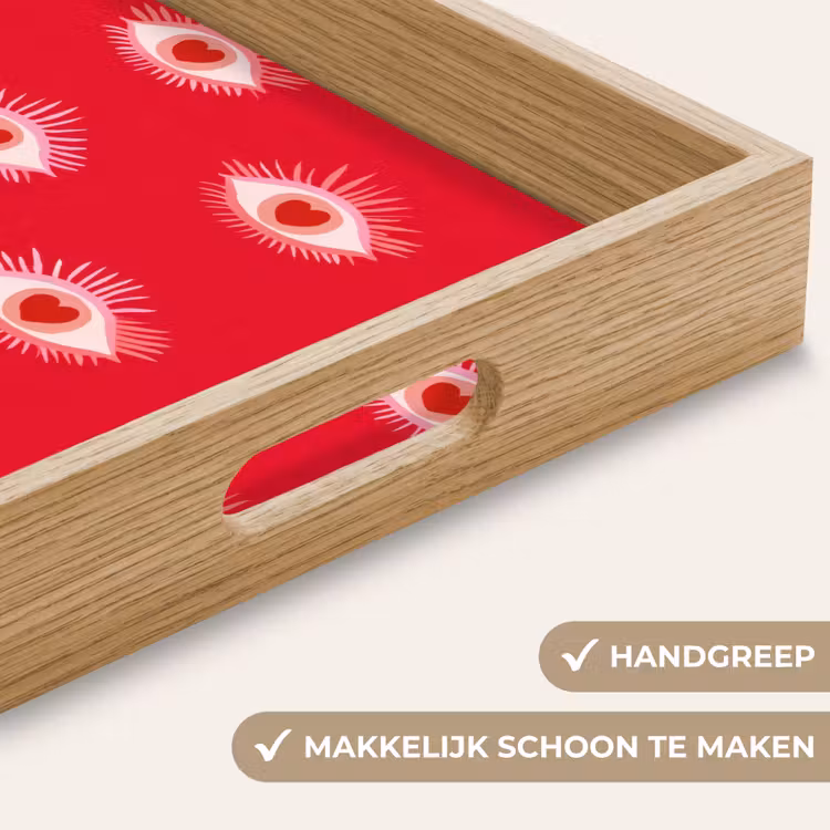 Ogen - Hart - Abstract - Rood - Roze Dienblad Rechthoek middel 911 -USP_HandgreepNL