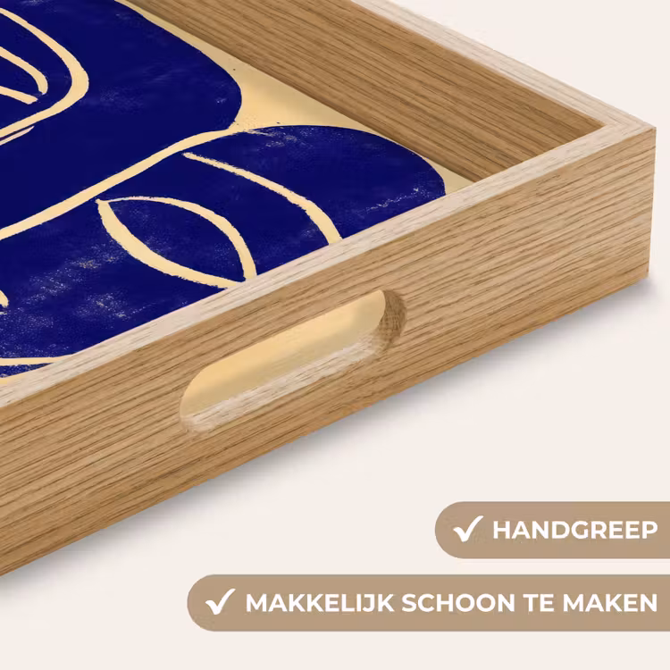 Okergeel - Blauw - Eenvoudige lijnen Dienblad Rechthoek middel -USP_HandgreepNL