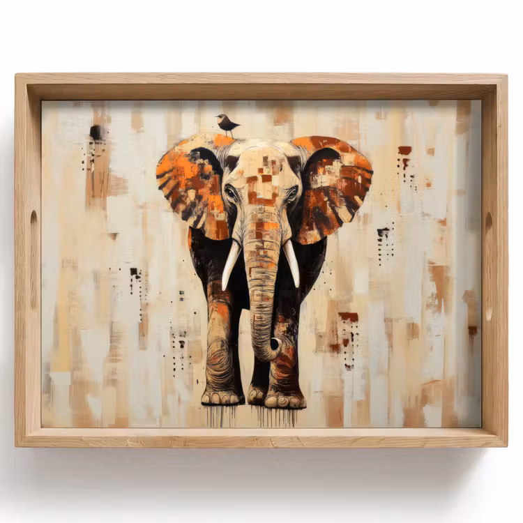 Olifant - Slurf - Mozaïek - Abstract Dienblad Rechthoek middel -z3d_shopping