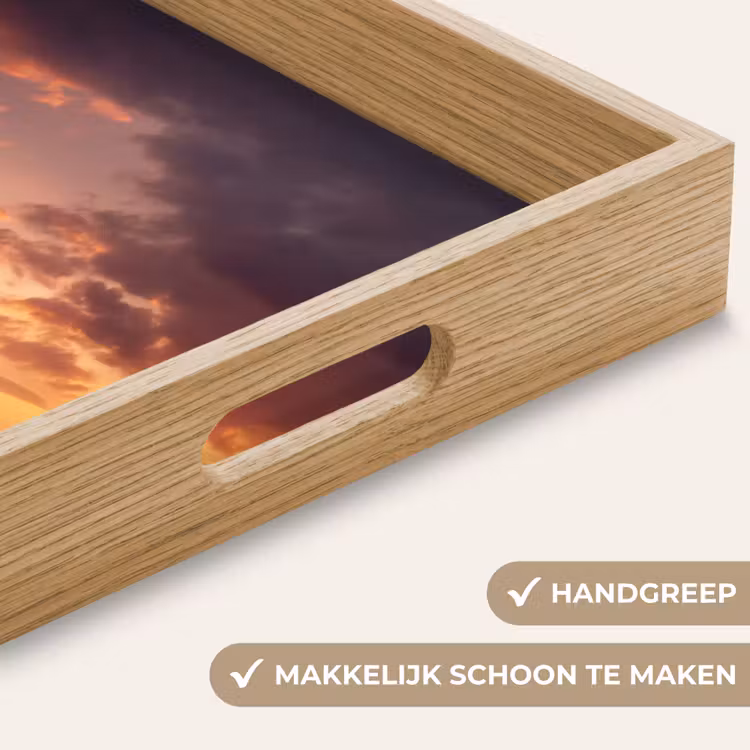 Olifanten - Grasland - Zonsondergang Dienblad Rechthoek middel -USP_HandgreepNL