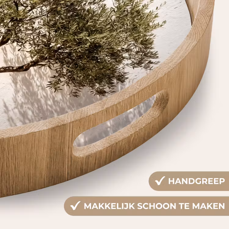 Dienblad - Olijfboom - muur - wit - Olijfboom - muur - wit Dienblad Rond middel