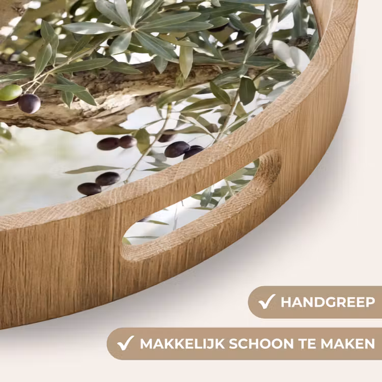 Dienblad - Olijfboom - tak - groen - Olijfboom - tak - groen Dienblad Rond middel