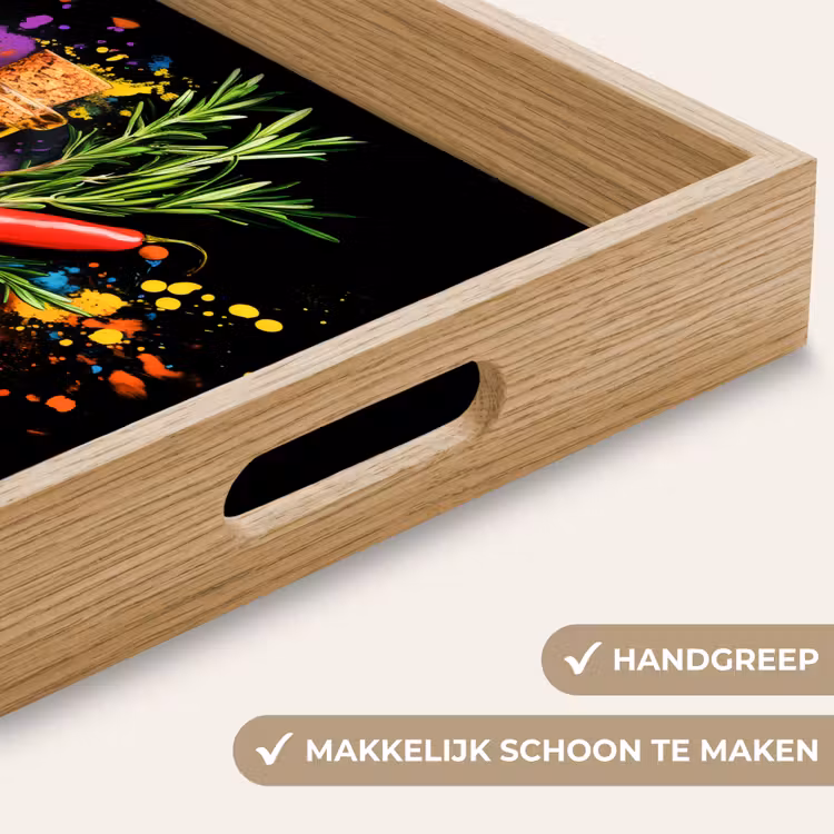 Olijfolie - Graffiti - Peper - Olijven - Modern Dienblad Rechthoek middel -USP_HandgreepNL