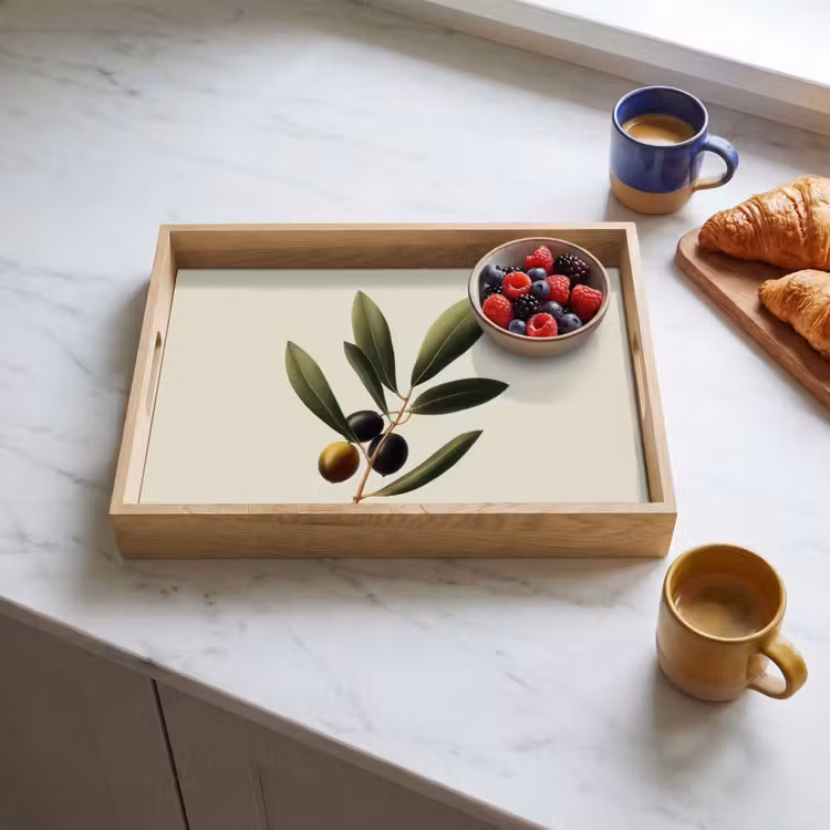 Olijftak - Donkergroen - Olijven Dienblad Rechthoek middel -sfeer2