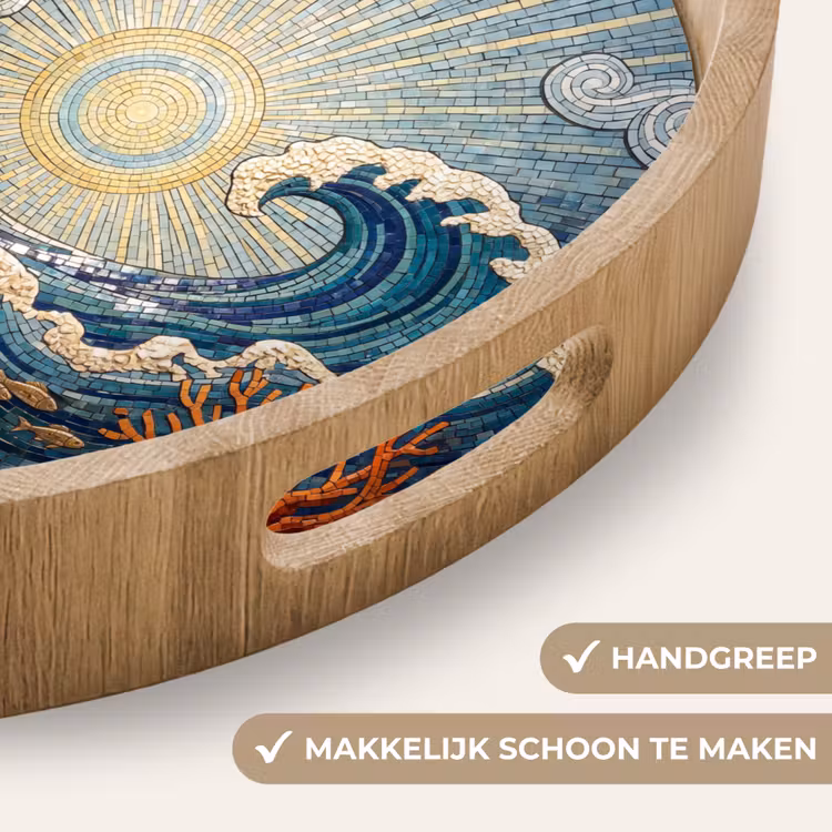Onderwater - Koraal - Vis - Natuur - Kunst Dienblad Rond middel -USP_HandgreepNL