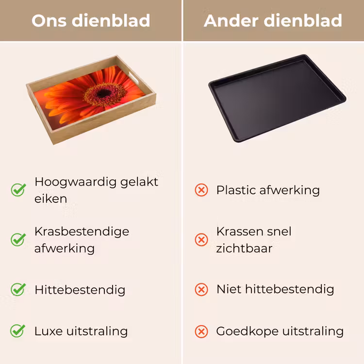 Oranje - Gerbera - Intens Dienblad Rechthoek middel -USP_VergelijkingNL