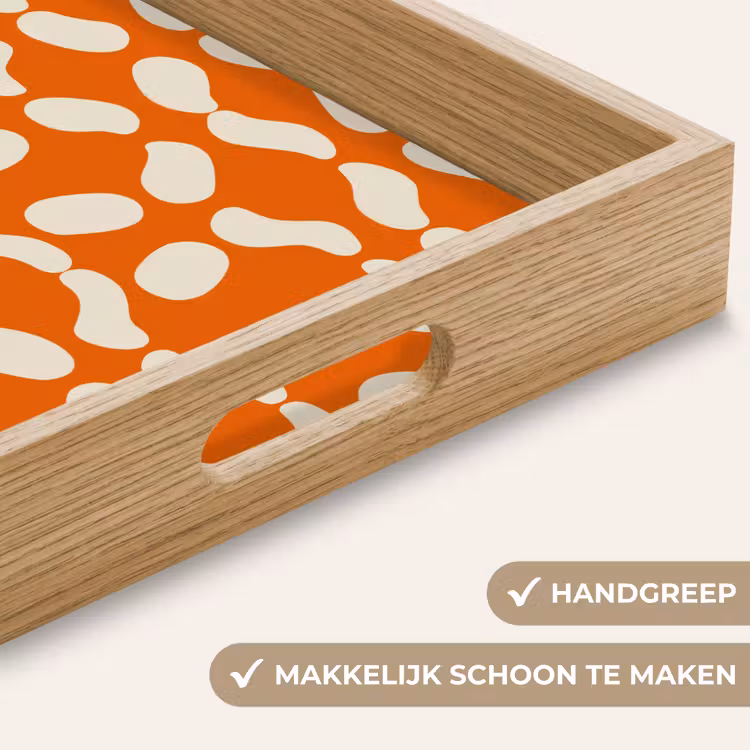 Oranje - Organische vormen - Wit Dienblad Rechthoek middel 911 -USP_HandgreepNL