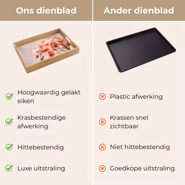 Orchidee - Bloemen - Roze - Bloemblaadjes Dienblad Rechthoek middel -USP_VergelijkingNL