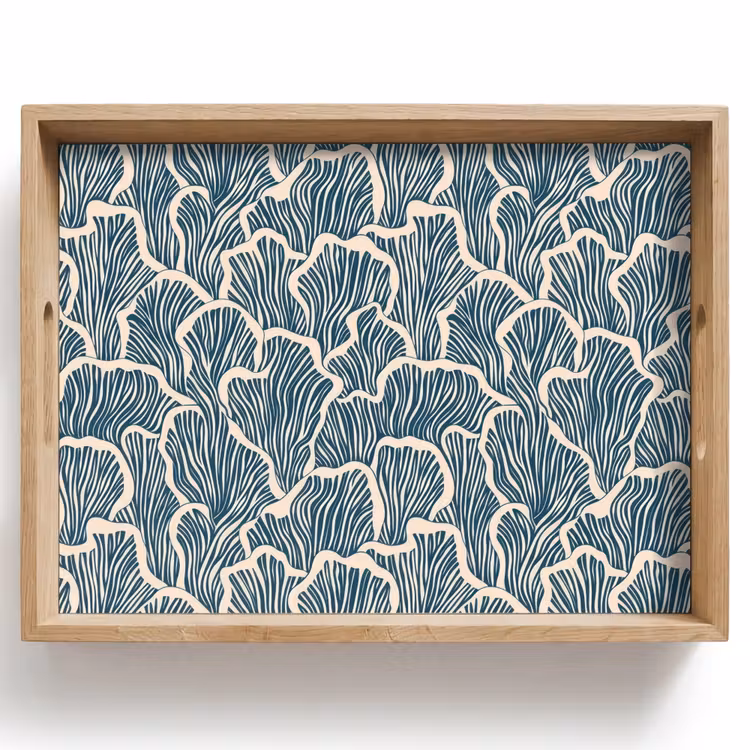Organisch - Blauw - Crème - Schelpen Dienblad Rechthoek middel 911 -z3d_shopping