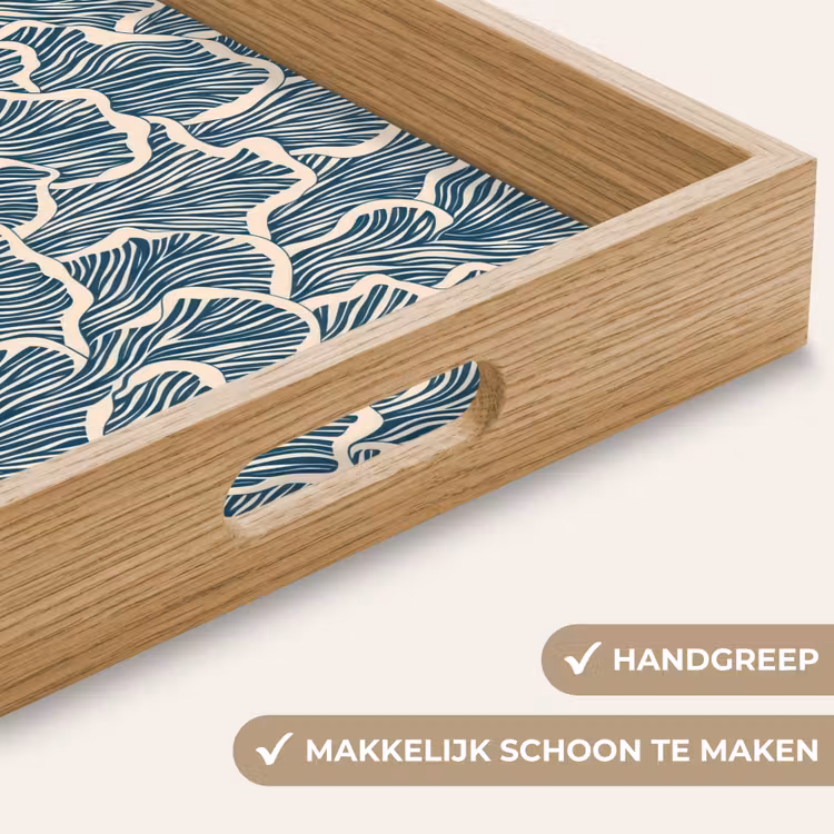 Organisch - Blauw - Crème - Schelpen Dienblad Rechthoek middel 911 -USP_HandgreepNL