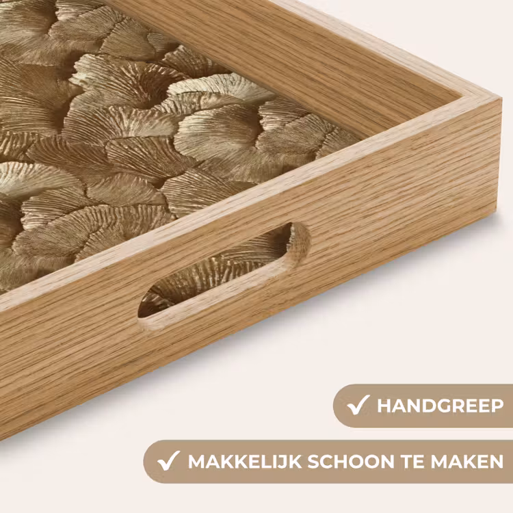 Organisch - Patroon - Bladeren - Goud Dienblad Rechthoek middel 911 -USP_HandgreepNL