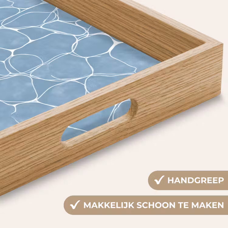 Organisch - Patroon - Blauw Dienblad Rechthoek middel 911 -USP_HandgreepNL